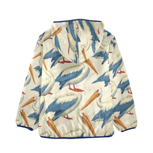 Pelican Pattern Cartoon Toddler Fleece Jacket Girl Boys Hooded Fleece Jacket Coat Warm Outwear Zip-up 3-10T2
