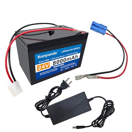 Xunyunda 24V 8Ah Lithium Battery for Kids Ride-On Toys Includes 2A Charger/25A BMS Compatible with Dynacraft Realtree 24V Power Wheels