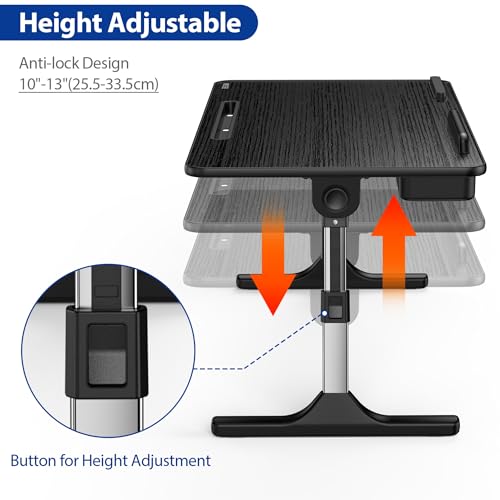 Besign LT05 Adjustable Laptop Table, Lap Desk, Portable Standing Bed Desk, Foldable Sofa Breakfast Tray, Notebook Computer Stand for Reading and Writing (Black) by BESIGN - Image 3