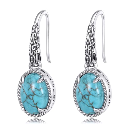 Boucles d'oreilles turquoise argent 925 véritable et filigrane fait main