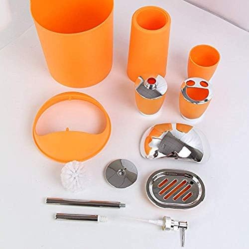 6Pcs Bathroom Accessory Tumbler Toothbrush Holder Bin Soap Dish Dispenser Yellow (Orange)