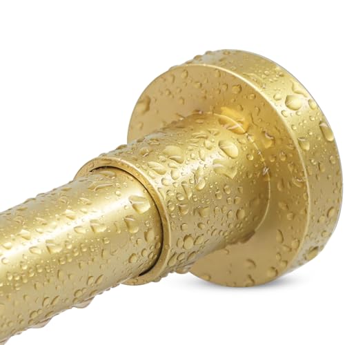 YNL Gold Shower Curtain Rod 32-80 Inch(2.7-6.6ft) Non Slip Never Rust No Drill Stainless Steel Spring Tension Shower Rod Adjustable Tension Rod for Bathroom