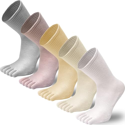 QUPOLPOL Calcetines 5 Dedos Mujer – 5 Pares Algodón Transpirable Antiodor Masaje Talla 36–40 para Yoga Running Pilates Fitness