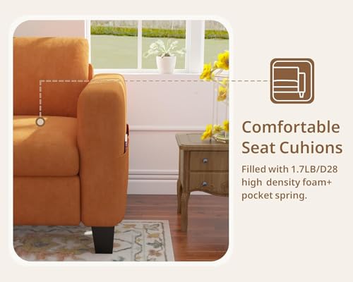 Image of SRMS Sectional Couches for Living Room 78 inch L Shaped Sofa with Storage Ottoman | Free 3 - Pillows | Sofa Set for living Room, Office, Hotel | Modern Classic 3 Seater Sofa Set | Orange