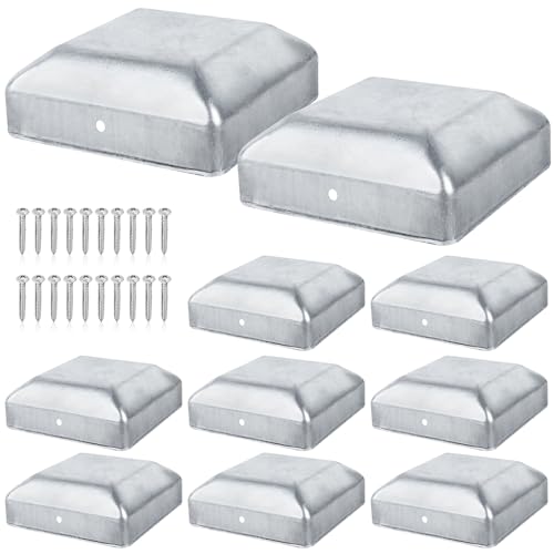 Tapas de Postes 7x7 cm Tapas de Poste de Valla de Madera de Metal 10 Piezas con Tornillos para Proteger Postes de Madera (70x70mm)