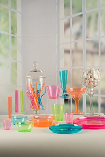 Party Dimensions Neon Mix Champagne Cup-5oz | Assorted Tints | Pack of 20 Plastic Champ Cups, 5 oz, Pink, Blue, Green, Orange