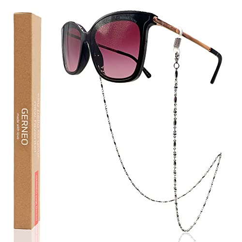 GERNEO® Menorca – Cadena de gafas y soporte anticorrosión – chapado en oro o plateado – Cadena de gafas de sol de y correa para gafas de sol y gafas de lectura, plata, Talla única