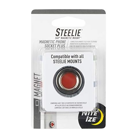 Nite Ize Steelie Magnetic Phone Socket Plus - Dashboard Phone Mount Socket with Strong Magnet - Phone Holder Accessory Compatible with Steelie Phone Mounting Systems - Grey Cover