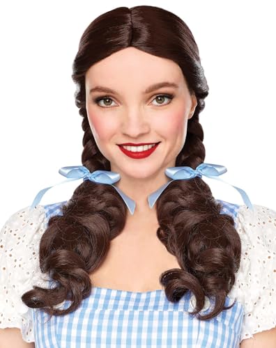 Spirit Halloween The Wizard of Oz Dorothy Wig Officially Licensed Classic Movie Wig Brunette Braided Pigtails Unisex Adult ONE Size FITS Most Standard Multicolor
