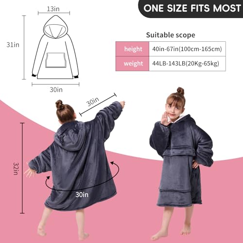 Yescool ETZDCDT-02-GREY Wearable Blanket Hoodie Kids thumb #3