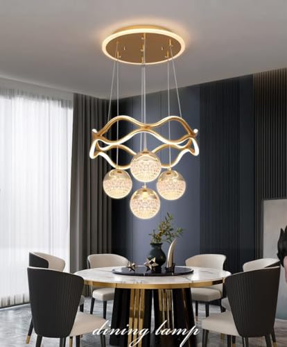 Image of Desidiya LED Pendant Light with 4 Crystal Balls | Modern Ceiling Light | Modern LED pendant light with 4 crystal balls, warm white glow, perfect for dining, living room & kitchen decor.