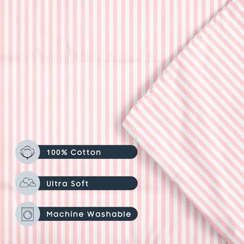 Image of Wake In Cloud - Cot Nap Mat with Pillow and Blanket, 100% Cotton Fabric, for Toddler Kids Boys Girls Ages 3 Plus in Daycare Kindergarten Preschool, Ticking Stripes