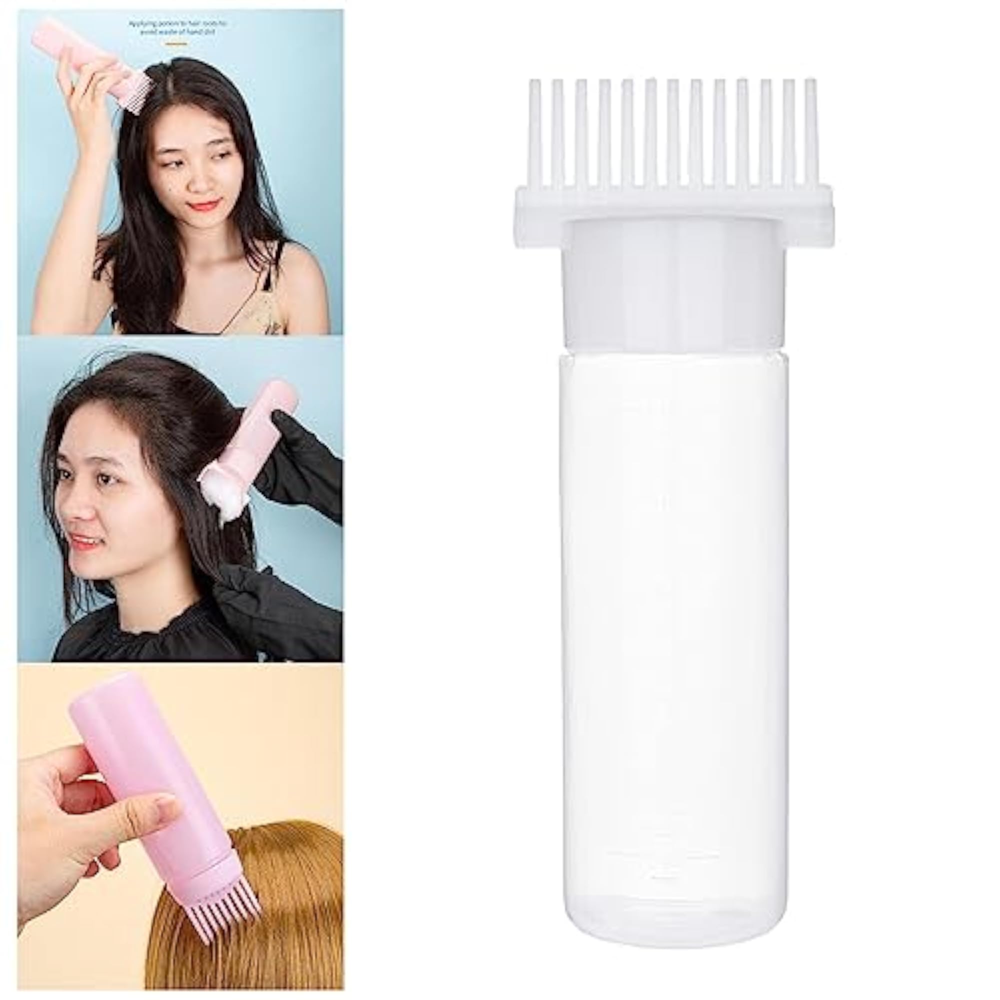 Root Comb Applicator Bottle Perming Tools Hair Dye Bottle Brush for Home DIY White