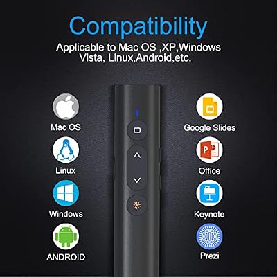 Clicker for Powerpoint Presentations, TIBURN 100 Feet Presentation Clicker USB/USB-C 2 in 1 Slides Clicker for Mac/Win/Computer/Laptop Presentation Pointer