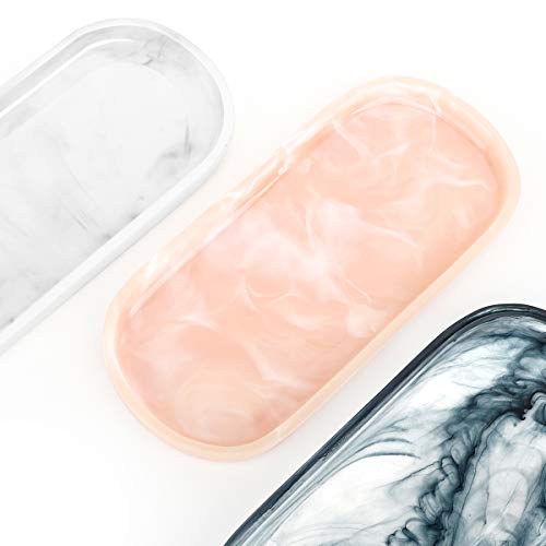 Luxspire Vanity Tray, Toilet Tank Oval Storage Tray, Resin Marble Pattern Bathtub Tray, Bathroom Countertop Organization… - Image 8