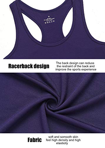 Star Vibe Racerback Workout Tank Tops For Women Basic Athletic Tanks Yoga Shirt Sleeveless Exercise Tops 4 Pack Black/Grey/White/Navy M #TOP3