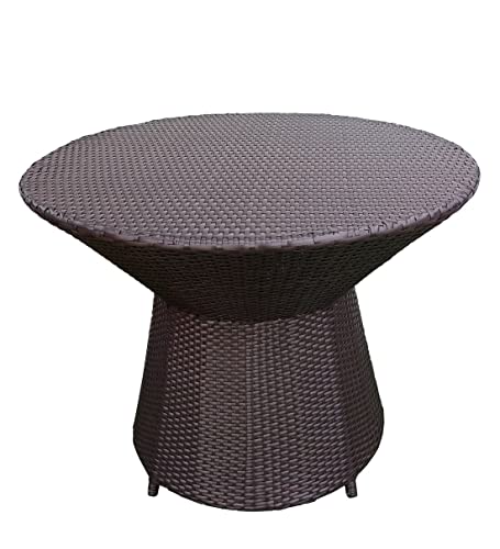 Image of Artic Fashion D-43 Chairs Table Set 4+1 Wicker Patio Furniture Sets 4 Chair and 1 Table for Garden Balcony Bedroom Powder Coated Frame Uv Protected Wicker (Coffee+Red)