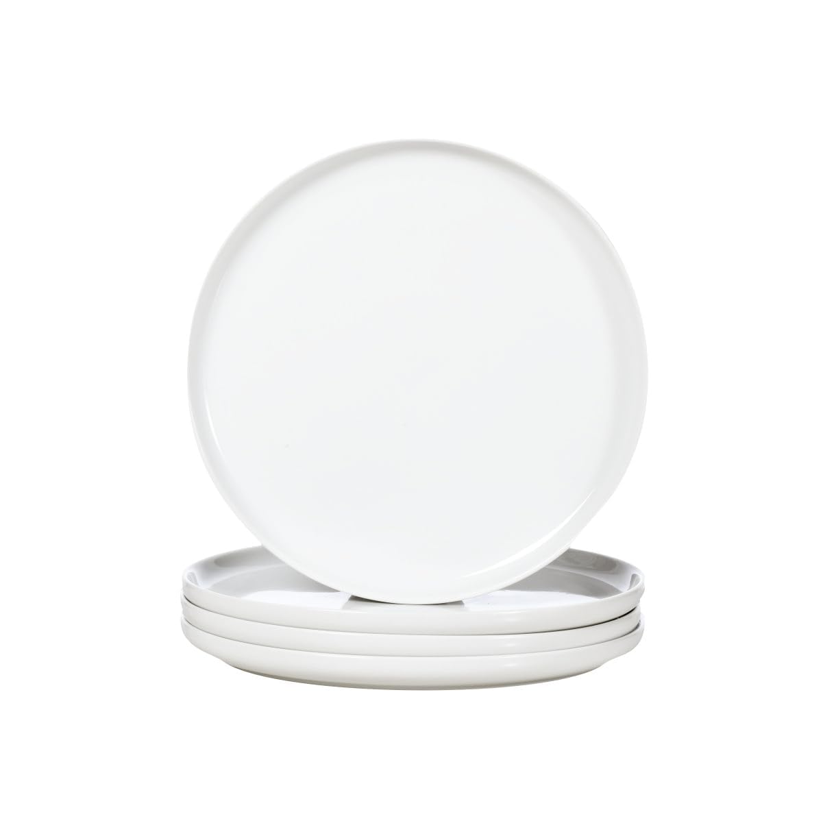 WishDeco Set di 4 Piatti Piani, Piatti Pizza Ceramica 27 cm | Piatto Moderni Bianchi, Piatto da Portata Grande, Servizio Plate Rotondi per Insalata, Pasta, Bistecca, Panino