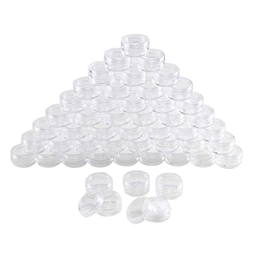 Vaugan 100 Piezas 5ml Transparente Plástico Maceta Botes Cosmético Contenedores Muestras Recipiente Manualidades Mini Botella