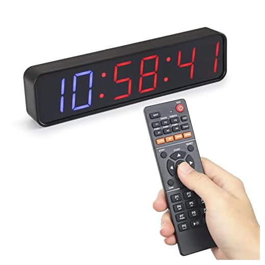 PELLOR Temporizador de Intervalo LED, 1.5" Portátil 6 Dígitos LED Temporizador de Gimnasio con Mando a Distancia, Magnético Cronómetro Deportivo Timer Recargable, Brillo y Volumen Ajustable