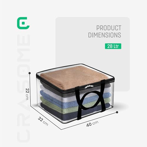 Image of Crasome Pack of 8 Saree Covers with Zip Transparent | Cloth Storage Bags for Clothes | Saree Covers for Storage | Saree Plastic Covers for Storage | Storage Bags for Clothes Large