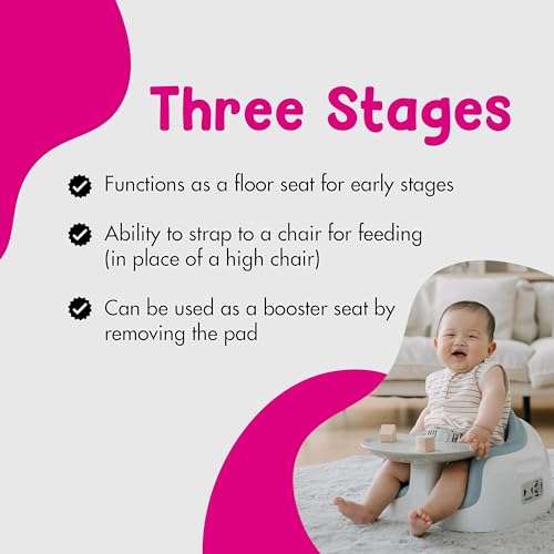 Image of Bumbo 2 Pack 3-in-1 Multi-Seat for 6 to 36 Months, Travel Baby and Infant Feeding & Play Floor Seat, Portable Booster with Tray, White /Desert Mirage