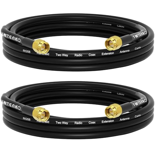YOTENKO 10FT 2-Pack SMA Male to Male RG58 Coaxial Cable Extension 50 Ohm