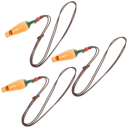 Yardwe 3 Pcs Carrot Shape Whistle for Creative Ceramic Whistle Plaything Safe Hanging Decoration for Early Music Learning Nursery Use