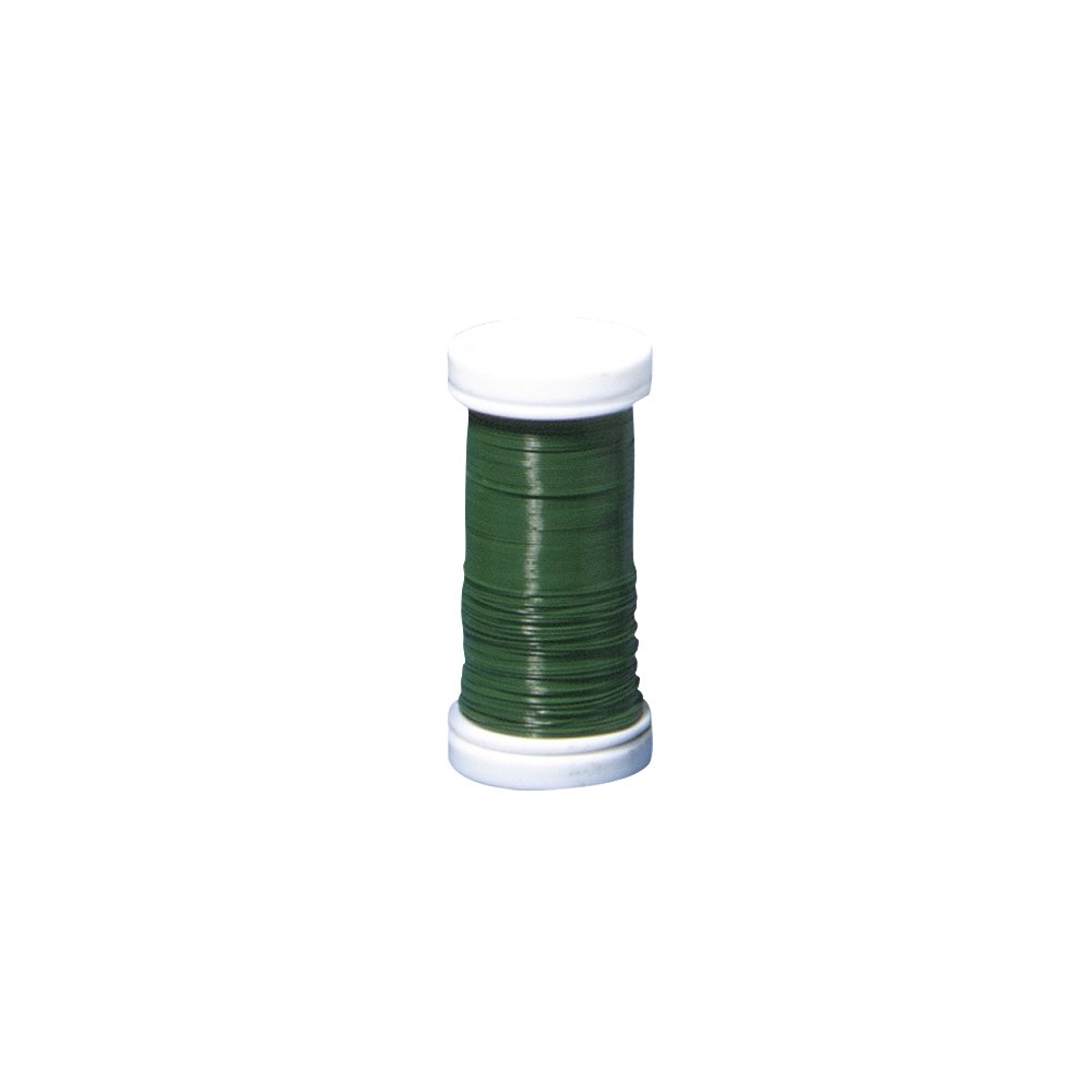 Rayher Floral Wire for Flower Arrangements and Floristry, Florists Wire for Crafts, Iron Craft Wire, dark green, 100m, Diameter 0.35mm, 2400113