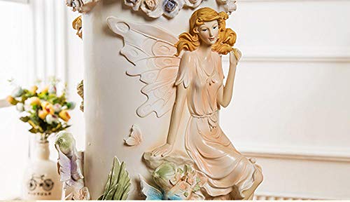 Statue And Figurines Busts Sculptures Angel Girl Play With Harp And Angel Baby Statue Decor For Home Living Room European Roman Column Crafts Large Floor Stand Base #TOP2