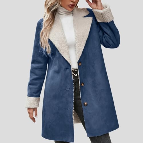 Dawery Womens Winter Suede Leather Jacket Plus Size Fleece Lined Warm Lapel Outerwear Vintage Leather Anoraks Trench Coats2