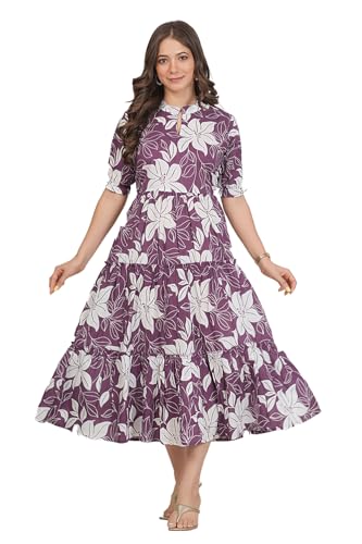 Image of Kuruti B Sheets Women's Cotton Floral Printed Regular Fit Anarkali Kurta for Women