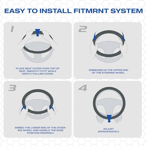 Skechers Memory Foam Steering Wheel Cover,Piping Microfiber Leather Steering Wheel Cover Sporty Universal Fit 14" 1/2-15" Car Wheel Protector for Men Women Fit Suvs,Vans,Sedans,Car,Trucks,Blue - Image 6