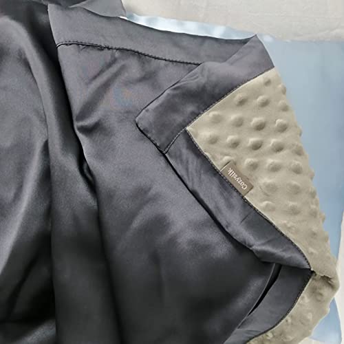Image of Baby Soft Silk Blanket - 100% Mulberry Silk On One Layer with Minky Plush Dot Blanket Backing - Reversible Double Layer, Gift for Girls /Boys Best for Summer (28 x 40 inch, Dark Grey)