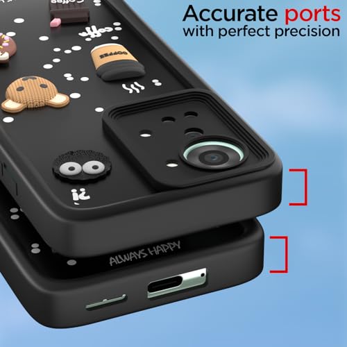 Image of Pikkme Back Cover for OnePlus Nord 2T 5G | 3D Cartoon Silicone Case Cute & Fun Full Protective Bumper Cover (Black)