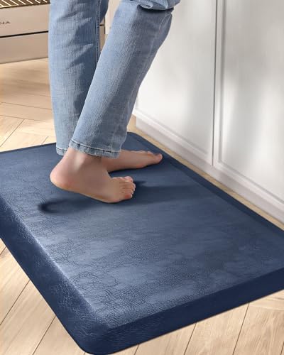 Kitchen Mat Cushioned Anti Fatigue Comfort Floor Runner Rug for Standing Desk Office,3/4 Inch Thick 3/4 Inch Thick Cushion 17"x24" Dark Blue