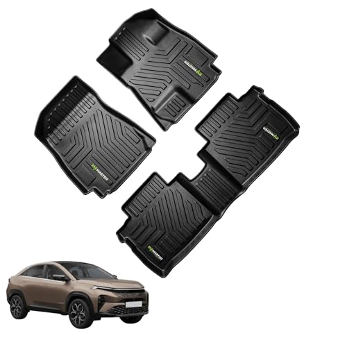 Image of EV MASTER Car Floor Mats for Tata CURVV EV Hybrid (2026 Onwards) Complete Set | Waterproof | Anti-Slip | Luxury Premium Car Mat | Full Coverage | Custom Fitted Car Foot Mats (5D Black)