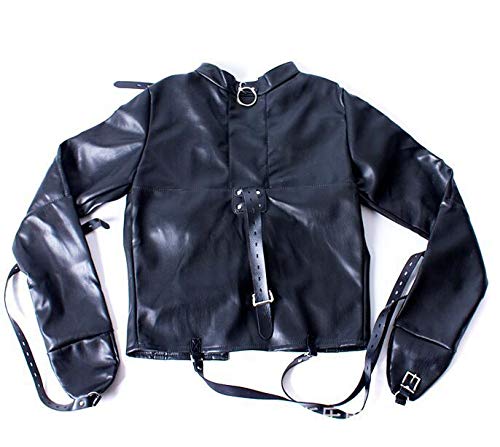 Arnés de cuero recto con chaqueta de mano cruzada y manga protectora ajustable duradera 7