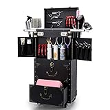 ★ leicht zu tragen: (15,35 × 10,03 × 32,28 In) (L × B × H).Nettogewicht: 9,8 kg.Arbeiten für Make-up Pinsel, große Fächer, mehrere Fächer und Schubladen, Schlösser und Schlüssel.