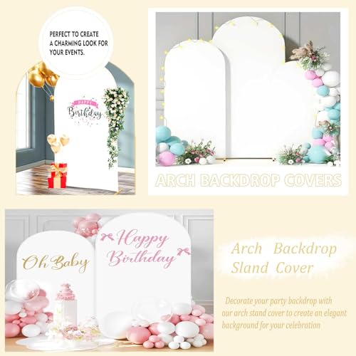 Wedding Backdrop Arch Cover Set of 3,Arch Covers Stretchy Backdrop for Party Wedding Birthday Baby Shower,Beige(7.2ft, 6.6ft, 6ft) by TYTYUU - Image 6