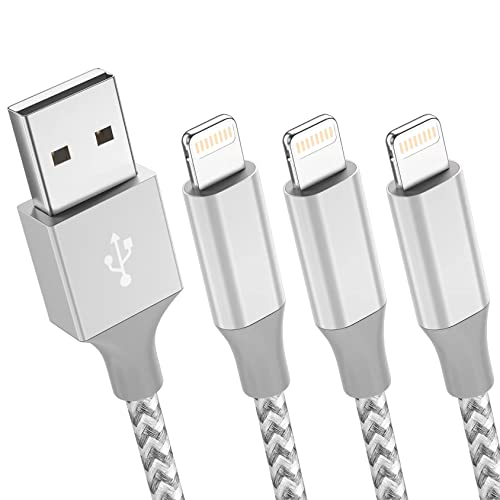 Apple MFi Certified iPhone Charger Fast Charging 3 Pack 10 FT Lightning Cable Nylon Braided Long iPhone Charger Cord Compatible with iPhone 13/12/11 Pro/MAX/XR/XS/X/8/7/Plus/6S/6/SE/5S/iPad and More