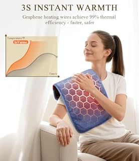 InVarme Far Infrared Heating Pads: Extra Large Electric Pad for Back - Soft and Warmth Graphene for Grandparents - Machine Washable 8 Heat Settings & 4H Auto-Off 12" x 24"