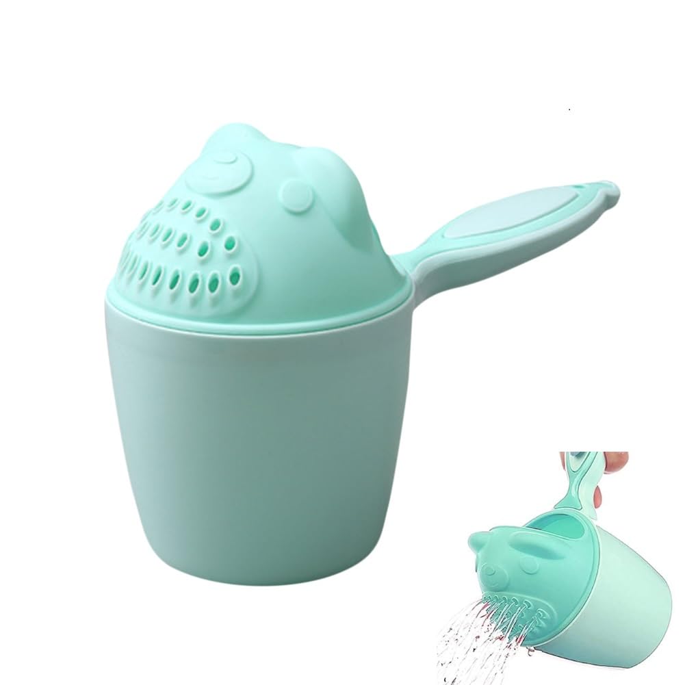 Bath Rinser Cup for Babies, Reusable Bath Jug for Baby Hair Washing Detachable Baby Bath Cup for Protecting Infant Eyes (Blue)