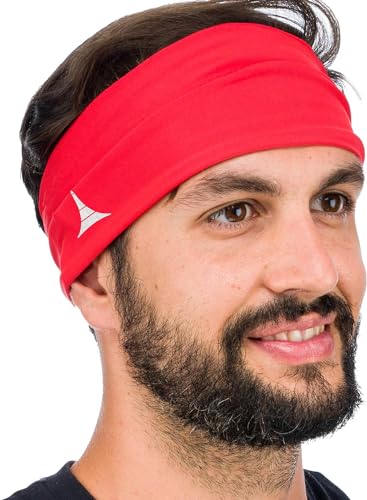 Fascia Sportiva da Uomo French Fitness Revolution - Fascia Anti Sudore Uomini per Corsa, Crossfit, Allenamento e per Dominare le tue Competizioni - Elasticizzata e traspirante - Rosso
