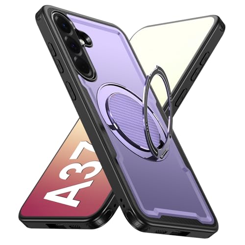 Coque Samsung A37 MagSafe violette avec anneau rotatif 360