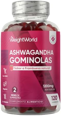 Ashwagandha Gummies 1200mg - 120 Vegan Raspberry Flavored Gummies...
