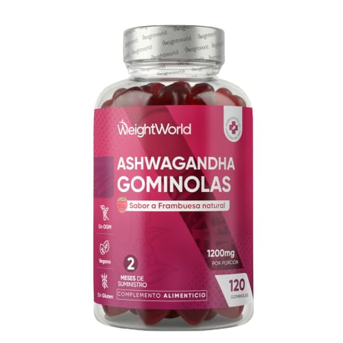 Ayurveda | Ashwagandha Gominolas 1200mg - 120 Gomitas Veganas Con Sabor A Frambuesa - Suplemento Ayurveda De La Withania Somnifera, Sin Gluten, Sin Lactosa Y Keto Para 2 Meses