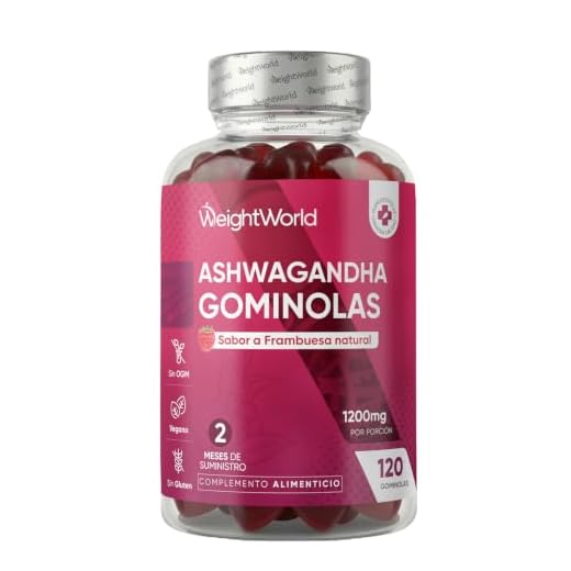 Ashwagandha Gominolas 1200mg - 120 Gomitas Veganas con Sabor a Frambuesa - Suplemento Ayurveda de la Withania Somnifera, Sin Gluten, Sin Lactosa y Keto para 2 Meses