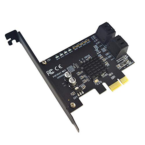 JMT Carte contrôleur SATA III 4 ports SATA3.0 PCI-Express carte contrôleur SATA III compatible PCI Express x1 x2 x4 x8 x16 carte mère puce 88SE9215 pour disque dur SSD