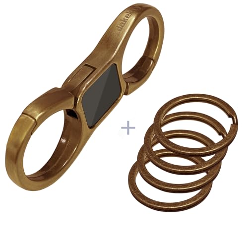 Idakekiy Key Chain Quick Release Spring with 4 Key Rings Heavy Duty Car Keychain Organizer for Men and Women (Gold Bronze)